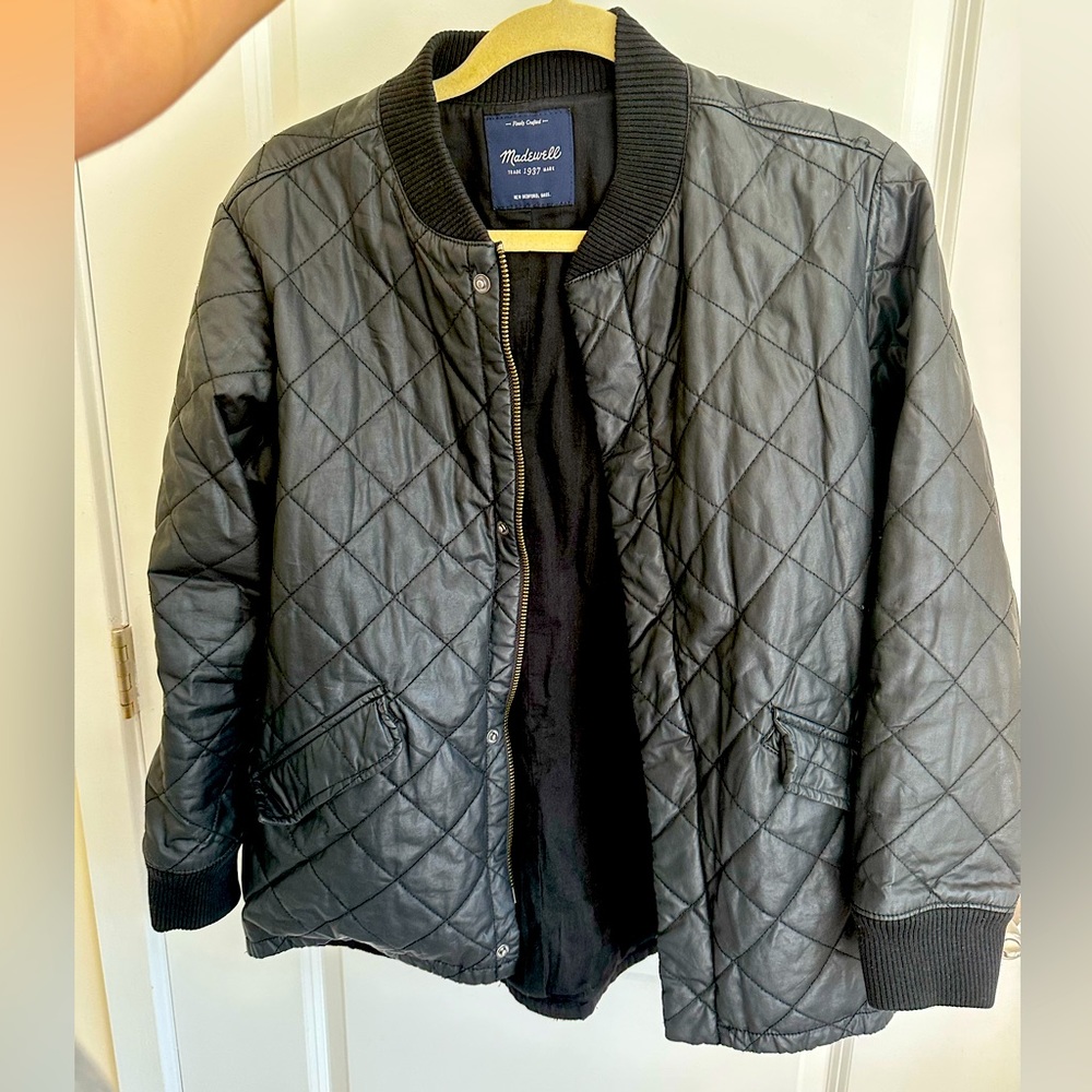 Madewell Quilted Coated Cotton Bomber Jacket